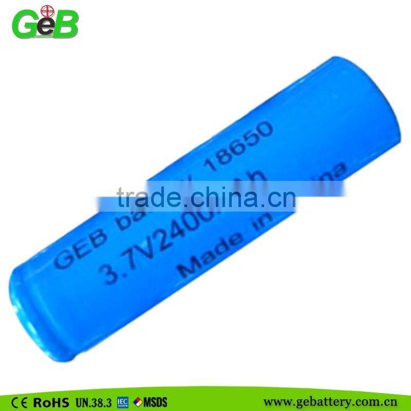hot seller rechargeable GEB 3.7V2400mah 18650 li-ion battery