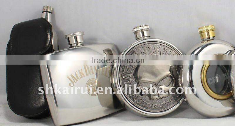 round stainless steel hip flask