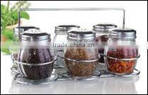 6Pcs oval glass jar cruet rack set