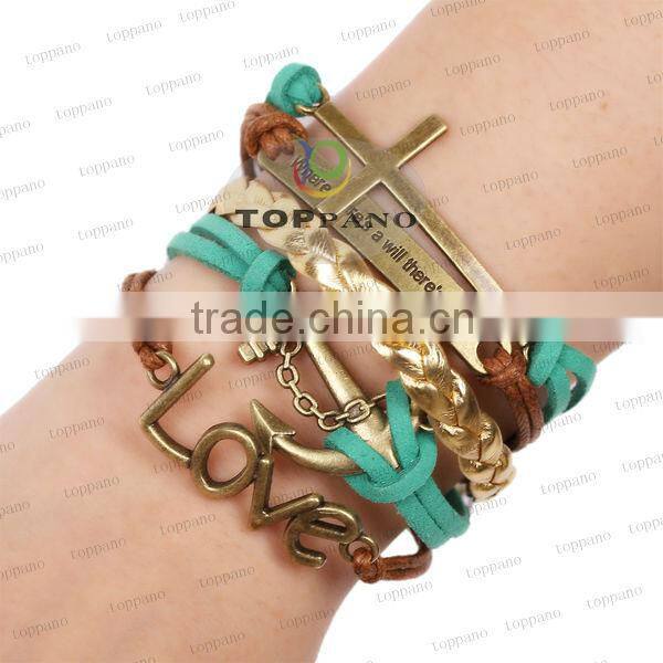 new design fashion leather braided bracelet