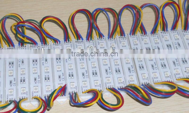 NON-waterproof 3pcs 5050 SMD LED module,plastic case,RGB color,DC12V,20pcs a string;75mm*12mm
