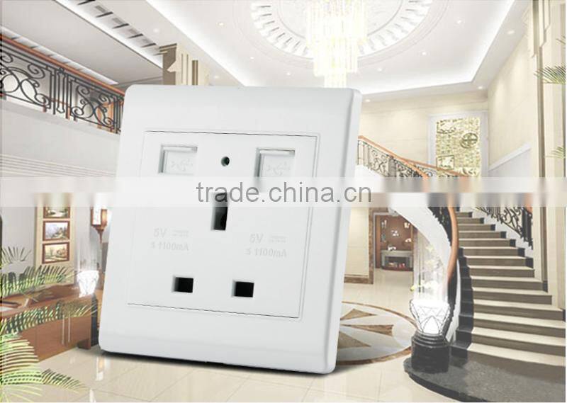 Free Sample UK Standard Double USB Charge Socket USB Outlet Port