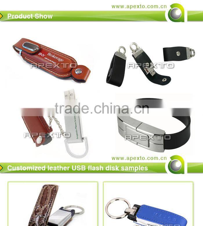 Best business gift leather usb flash drive with keychain Class A usb memory stick 4gb