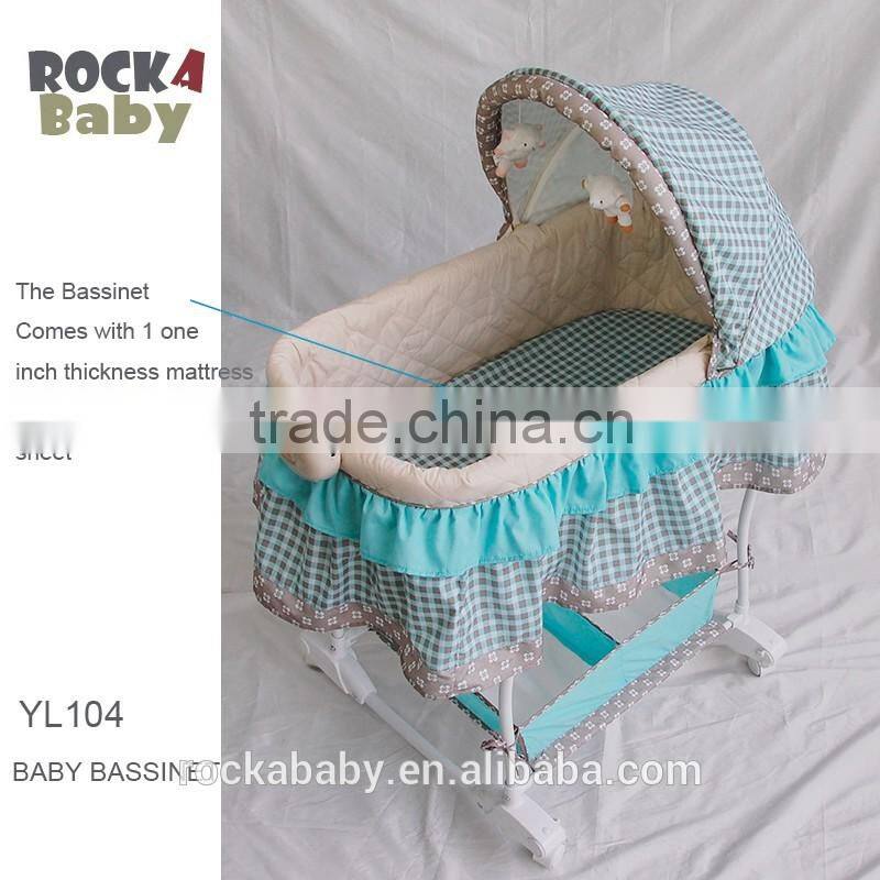 Rockababy Soothe & Sleep Motion Bassinet with Waterproof Mattress Pad & Extra Sheets