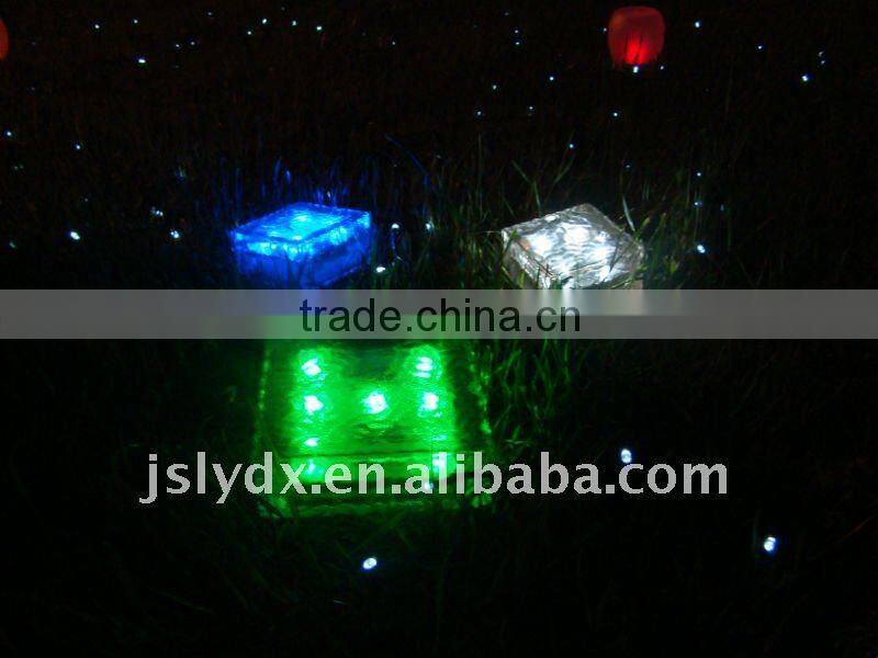 Solar Ice Glass Brick LED light solar garden light