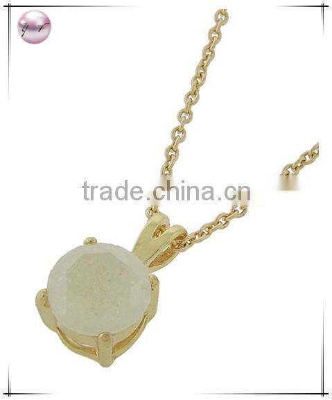 Gold Tone Lt. Pink Cubic ZirconiaPendant Necklace