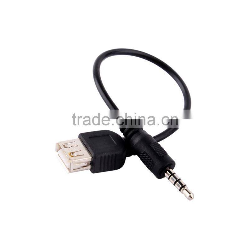 3.5mm Male AUX Audio Plug Jack to USB 2.0 Female Converter Cable Cord Car MP3 Audio Cable Line