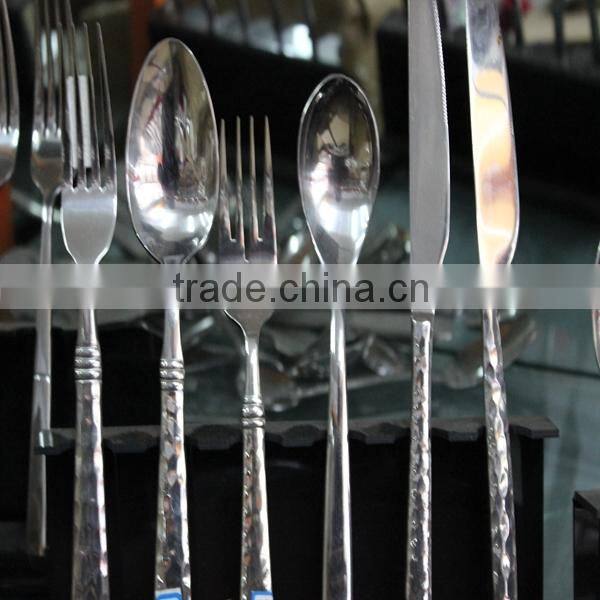 Plastic handle disposable half tong travel stainless steel forks knives and spoons flatware set