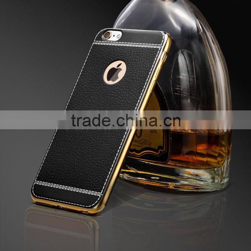 Litchi Grain Luxury Plating TPU Cover Case for iPhone 7 7 Plus Soft Silicone Plating Bumper Case for iPhone 7 7 Plus