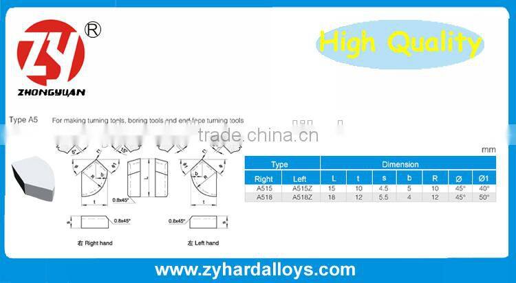YG6 sintered type A carbide brazed tips