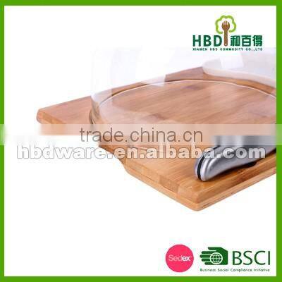 High quality glass cheese dome with bamboo board set