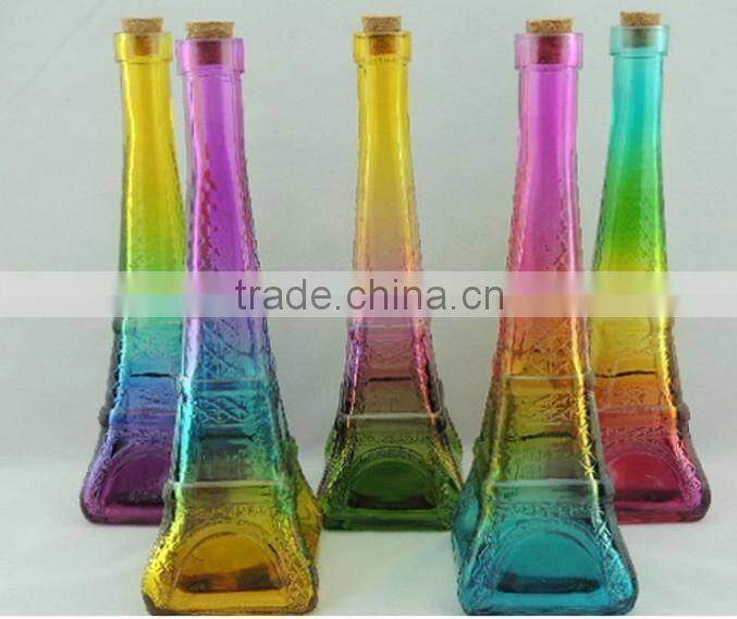 Eiffel colored glass jar with cork lid