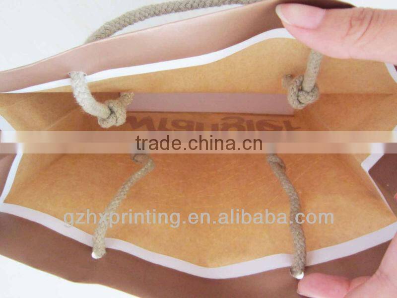 2015 Hot, Brown Kraft Paper Bag with Handle for Coffee, Tea