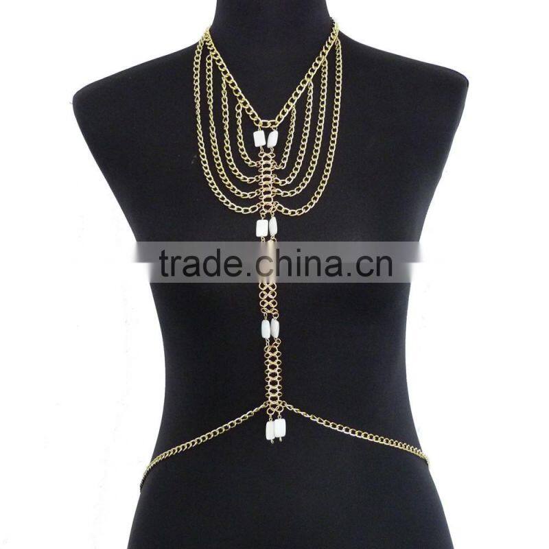 Multilayer shell tassel body chain body jewelry