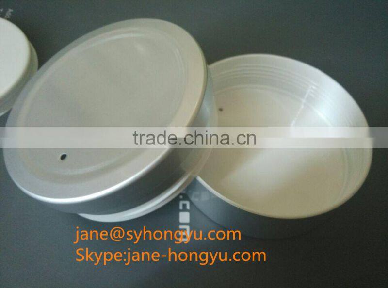 Aluminum empty plastic round powder jar with sifter compact powder case