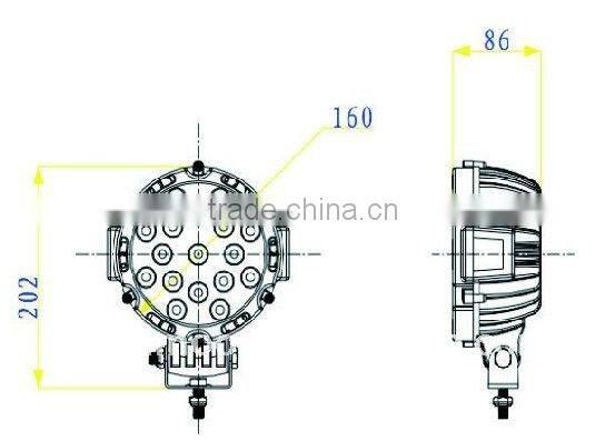 51W Led Cree Offroad Work Light 12V 24V 17pcs*3w Led Driving Working Light for 4x4 car offroad truck