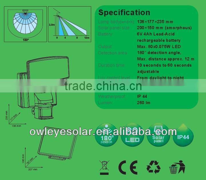 Solar LED motion light/Solar security light/Solar Led light with Pir sensor