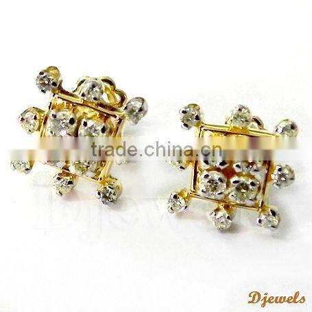 Diamond Gold Earrings, Wedding Diamond Jewelry, Earring Jewelry