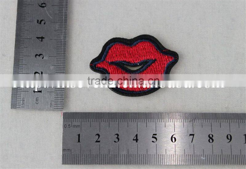 red color embroidery lip fabric number patches lace patch work in blouse neck designs 4*6cm