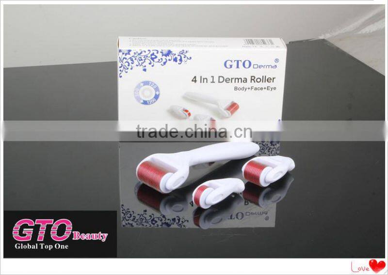 2015 newest factory big sale 300/720/1200 pins microneedle roller 4 in 1 derma roller
