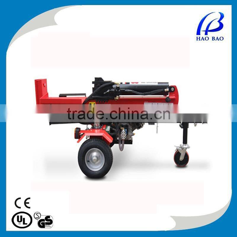 High Quality HAOBAO LS100P Horizontal and vertical gasoline engine 50 ton hydraulic log splitter with ram, front wheel with lift