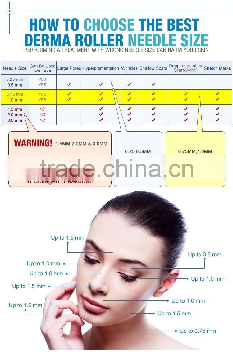 2016 Wholasale 0.25mm- 3.0mm Titanium dermaroller zgts