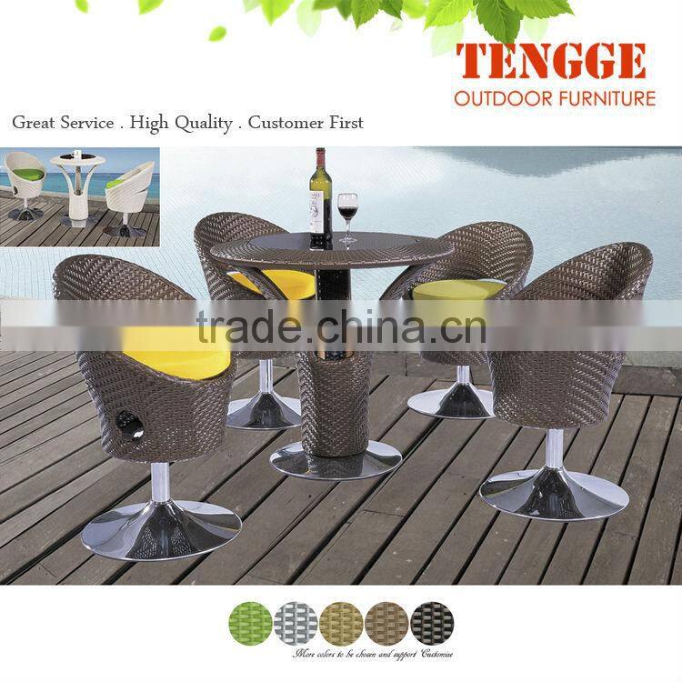 Flat rattan wicker bar table and chair patio bar set