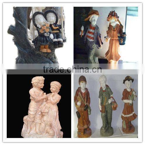 Decotative White Marble Boy Statue Musical Theme Marble Statue