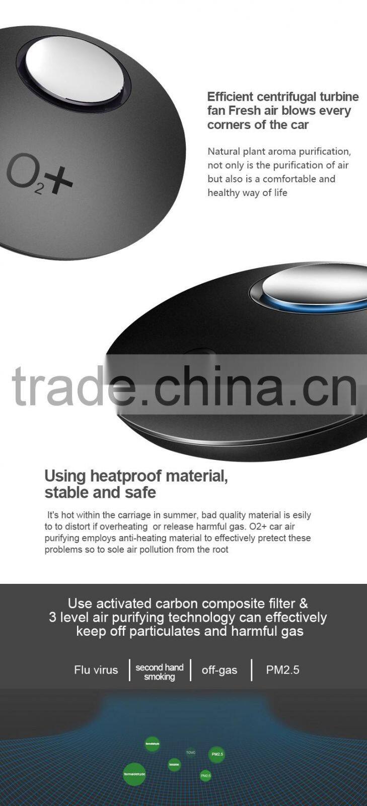 Newest original design hot selling high quality O2+ car air purifier mini air purifier
