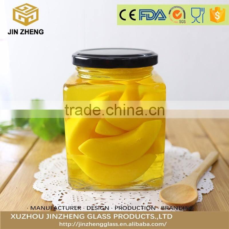 Large Round shape 700ml transparent glass honey jar with Screw Lid