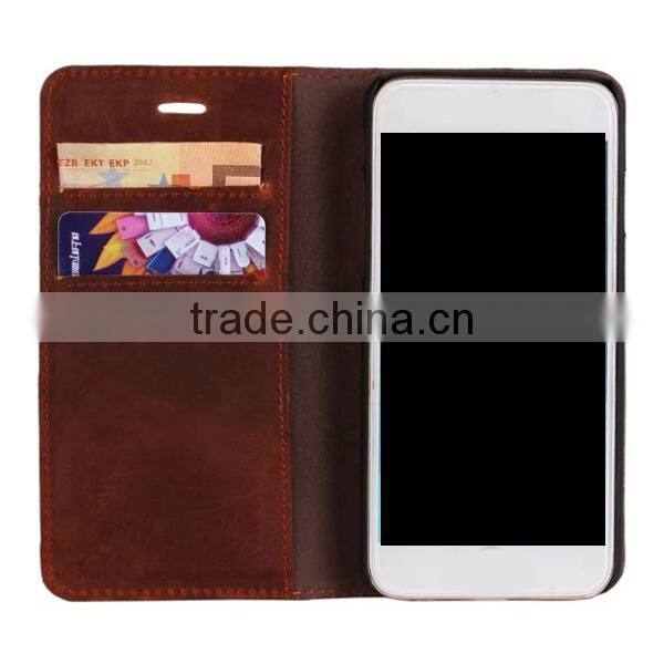 Luxury Retro Genuine Cow Leather Wallet Mobile Phone Case With Card Slot For iPhone 6 6Plus