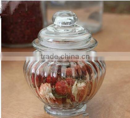 drum lantern shape glass candy tea canisters with gasket ring