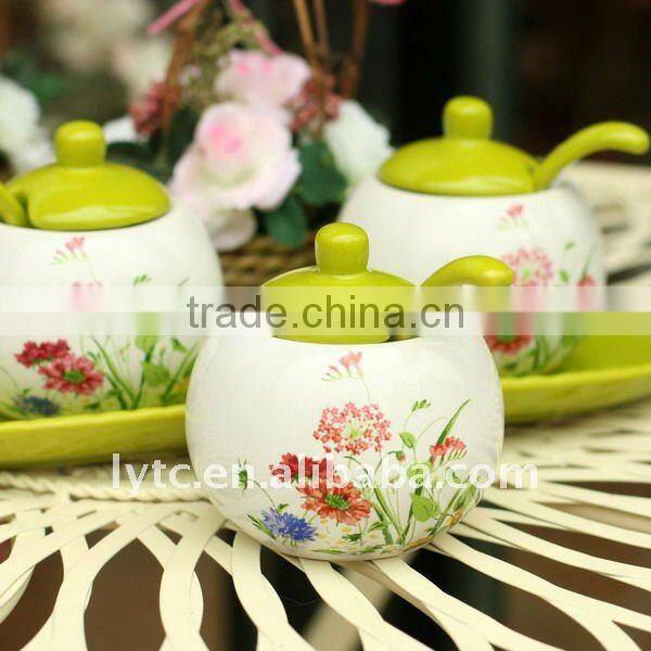 ceramic tableware jar set with spoon