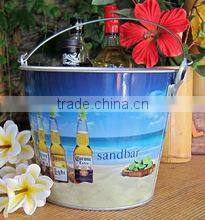 Multifunctional Galvanized Zinc Metal Flower Bucket Full color painting Beer Bucket