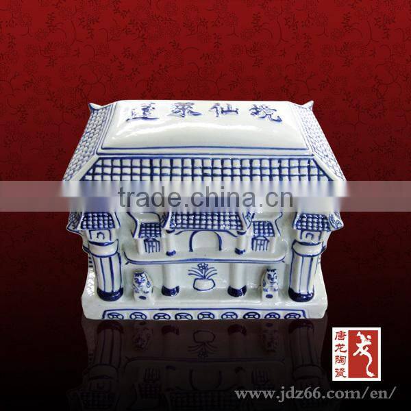 Chinese design ancient style high quality Qingming Riverside figure funeral caskets and urn of ceramic material