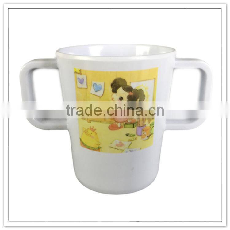 Insulated BPA free chia factory kids safe biodegradable plastic cup 320ml with 2 handle