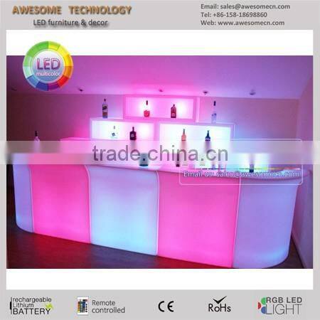 led glowing back bar cubbys