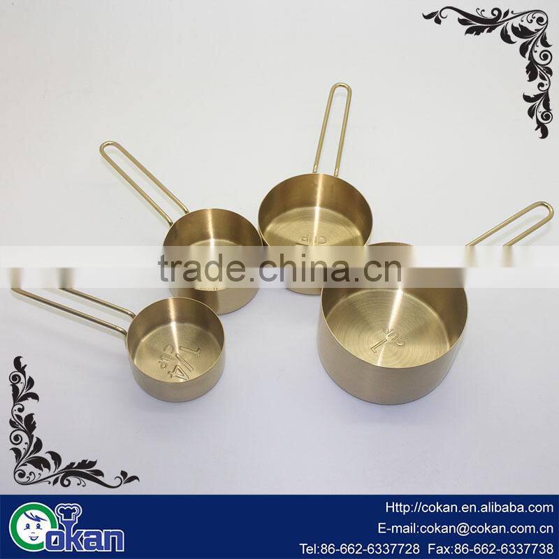 4pcs Stainless Steel Measuring Cup Set with golden plating CK-S069A high quality and hot selling