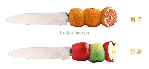 2015 stainless steel fruit shaped handle knife with pp handle