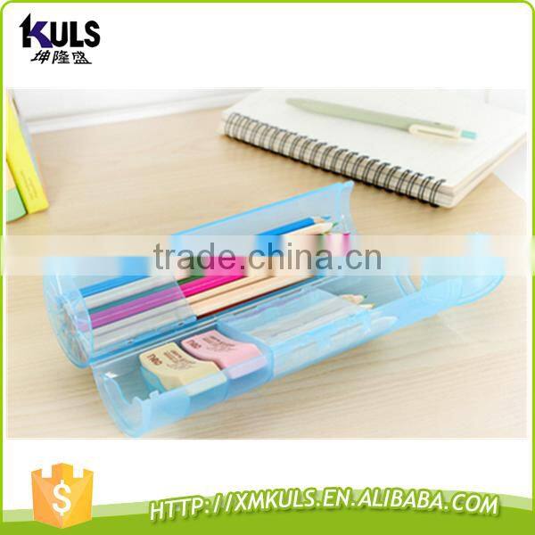 Multi-function creative candy color plastic pen container transparent plastic box