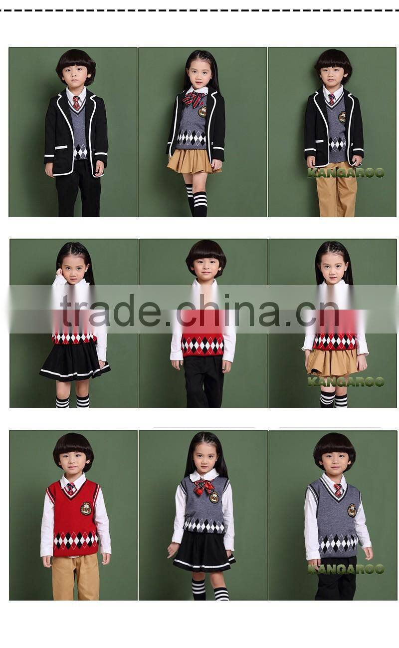 Cotton Plaid Kindergarten School Kids Uniform Design