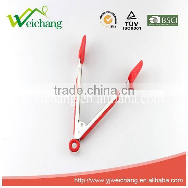 WCHXK01 Stainless Steel Locking strawberry shape Food Tongs with Heat Resistant Silicone Heads