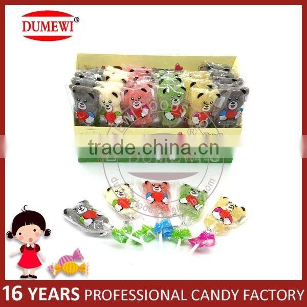 HALAL Cartoon Bear Shape Soft Gummy Lollipop Candy Jelly Pops