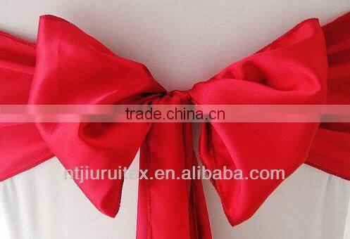 red satin chair sash for party decoration