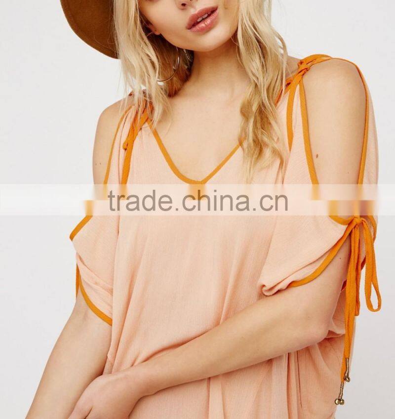 Summer Beach Flowy Effortless Sexy Ladies Nighty Maxi Dress With Cutout Shoulder HSD5948