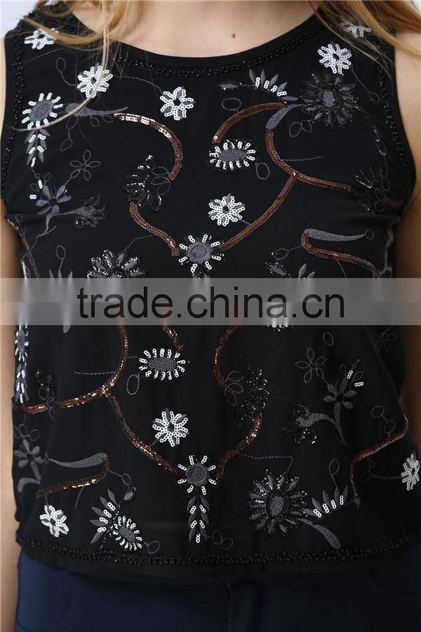 New design Factory price Accept Small/Min/Loe Order quantity Ebroideried Embellishment Beaded Women top Women Blouse