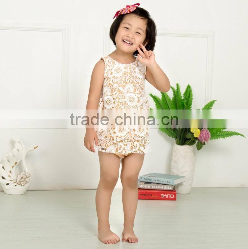 Wholesale baby girls lace cotton 2pcs set fashion lace set for infant girls
