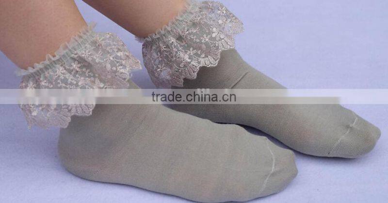 Princess style lace cotton girls sock