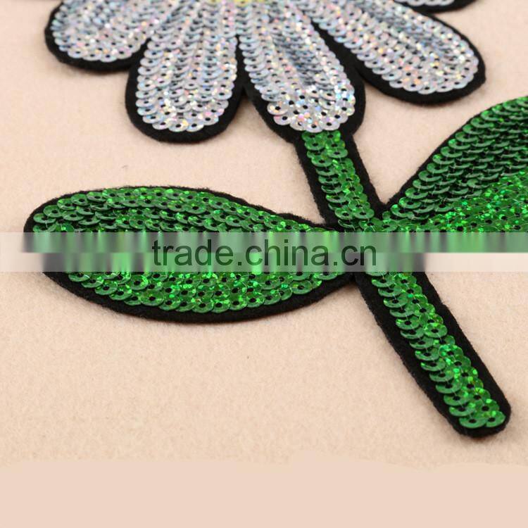 wild chrysanthemum flower reversible sequin designs embroidery patch for garment