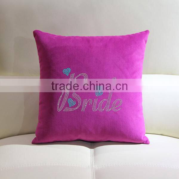 Bling bride rhinestone design iron-on throw pillow